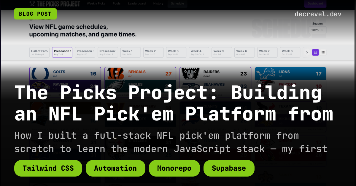 The Picks Project: Building an NFL Pick'em Platform from Scratch | Matt ...